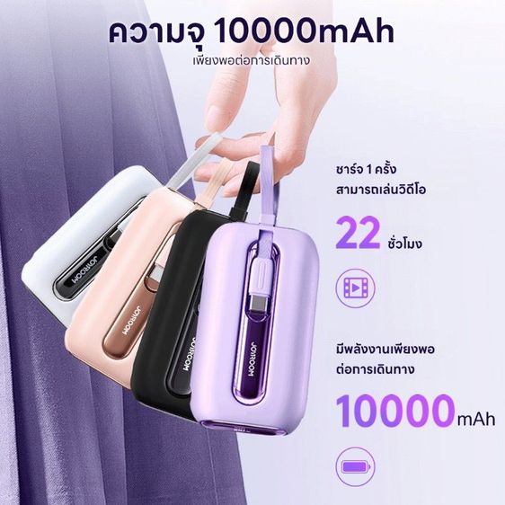 แบตสำรอง L012 10000แอมป์ 22.5w ชาร์จเร็วมีสายไทซี+ไอโฟน มี ม.อ.ก 2079-2560 พกพามินิ ร้านคละสีให้ รูปที่ 3