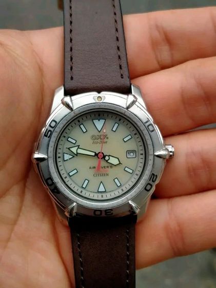 ขาว นาฬิกา Citizen Oxy Eco drive ถ่านสภาพดี เดินดี ใช้งานปกติ