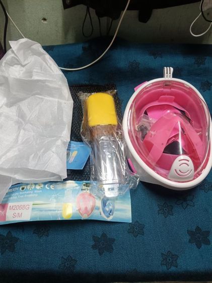 หน้ากากดำน้ำแบบเต็มใบ Full Face Mask (สีชมพู ไซส์ S/M) สภาพใหม่แกะกล่อง