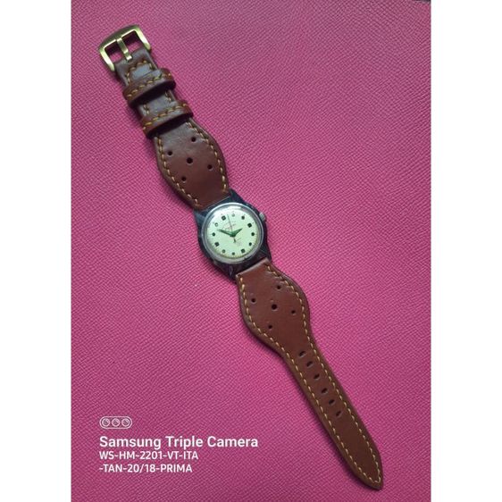 นาฬิกาไขลานวินเทจ PRIMA พร้อมสายนาฬิกาหใหม่หนังแท้ Handmade ฟอกฝาดอิตาลี รูปที่ 3