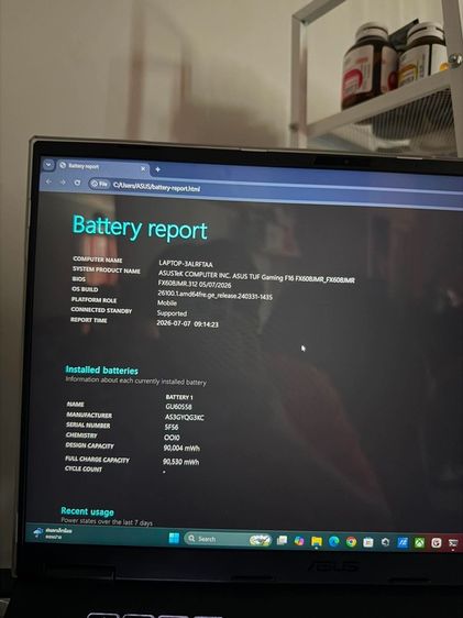 Notebook Notebook Asus TUF Gaming F16 FX608JMR-RV121W RTX4060 เหมือนได้มือหนึ่ง ประกันยาวๆ  เล่นเกม ทำงานอื่นๆ รูปที่ 9