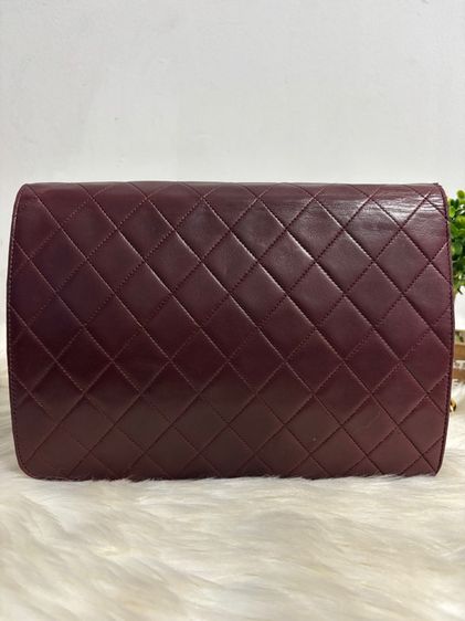 Vintage Burgundy Quilted Lambskin Single Flap Bagมือสองแท้💯 รูปที่ 4