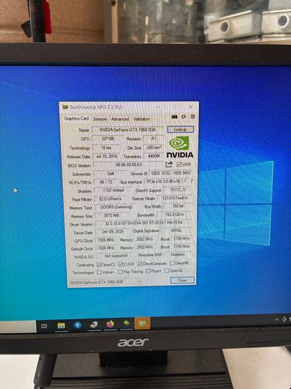 การ์ดจอ NVIDIA GeForce GTX 1060 3GB DDR5  192 bit ใช้ไฟเลี้ยง 6 pin รูปที่ 2