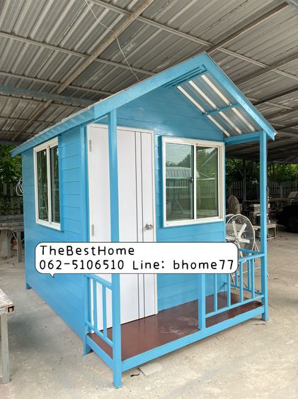 ขายบ้านสำเร็จรูปขนาดเล็ก ทรงจั่ว สีฟ้า สินค้าพร้อมส่ง รูปที่ 4