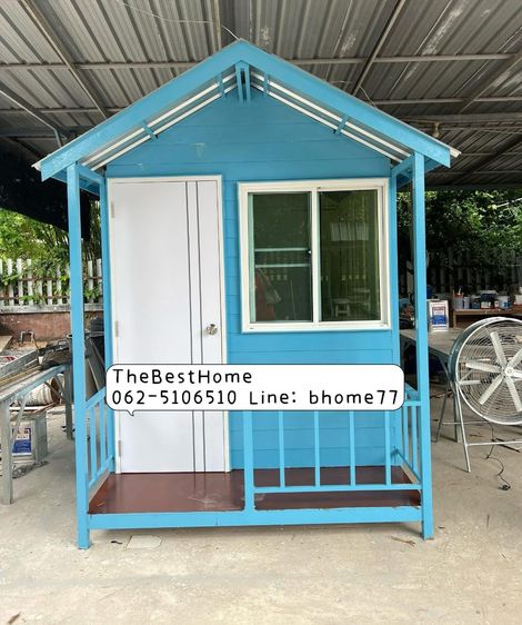 พร้อมส่ง บ้านน็อคดาวน์สําเร็จรูปหลังเล็ก 2x3 ม. โครงสร้างเหล็กแข็งแรง ตัวบ้านสีฟ้า รูปที่ 3
