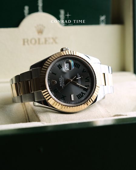 Rolex Datejust ll 116333 Grey Wimbledon Dial Two-Tone Oyster 2014 41mm. Fullset 