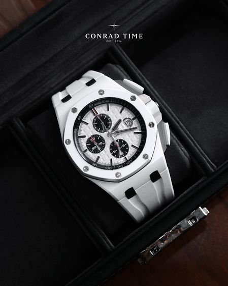 AP. Royal Oak Offshore 26402CB.OOA010CA01 White Dial White Rubber Strap 2014 44mm. Fullset  รูปที่ 3