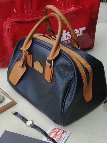 💼🇫🇷VINTAGE LA MALLE BERNARD PARIS Black Leather Boston Speedy Bag - Made in France แท้ รูปที่ 4