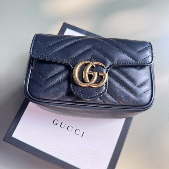 หนังแท้ หญิง ดำ ขายกระเป๋า Gucci GG MARMONT SUPER MINI BAG