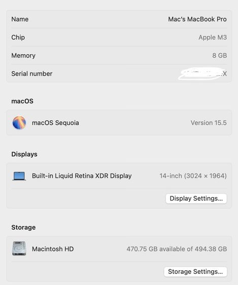 MacBook Pro 14 M3 8GB 512GB สภาพสวย apple care ยังเหลือ รูปที่ 5