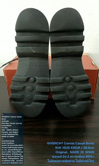 GIVENCHY Canvas Casual Boots, Men's 43EU/27.5-28.0cm Original MADE IN SPAIN ของแท้ มือ 2 สภาพเยี่ยม, รองเท้าบู้ทผ้าใบ GIVENCHY ไม่มีตำหนิใดๆ รูปที่ 8