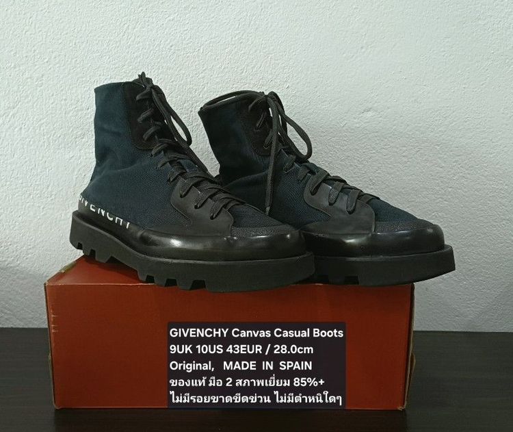 GIVENCHY Canvas Casual Boots, Men's 43EU/27.5-28.0cm Original MADE IN SPAIN ของแท้ มือ 2 สภาพเยี่ยม, รองเท้าบู้ทผ้าใบ GIVENCHY ไม่มีตำหนิใดๆ รูปที่ 4
