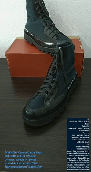 GIVENCHY Canvas Casual Boots, Men's 43EU/27.5-28.0cm Original MADE IN SPAIN ของแท้ มือ 2 สภาพเยี่ยม, รองเท้าบู้ทผ้าใบ GIVENCHY ไม่มีตำหนิใดๆ