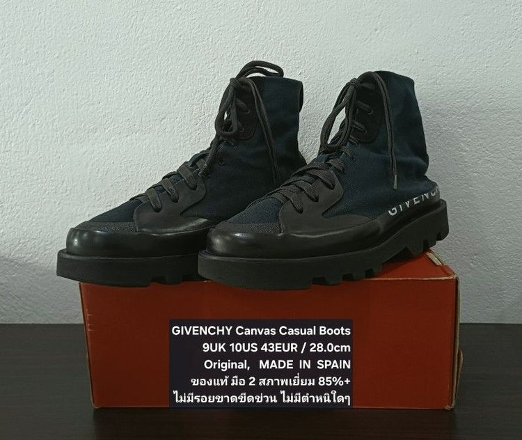 GIVENCHY Canvas Casual Boots, Men's 43EU/27.5-28.0cm Original MADE IN SPAIN ของแท้ มือ 2 สภาพเยี่ยม, รองเท้าบู้ทผ้าใบ GIVENCHY ไม่มีตำหนิใดๆ รูปที่ 5