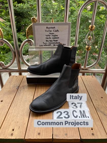 รองเท้าบู๊ทหนังแท้ Common Projects Sz.37eu23cm Made in Italy สีดำ ของใหม่เกือบหมื่น สภาพสวย