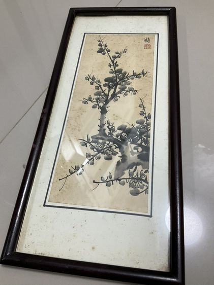 ชุดภาพวาดพู่กันจีนโบราณสี่ฤดูมงคลในกรอบกระจก สำหรับตกแต่งบ้านเพื่อเสริมฮวงจุ้ย องค์ประกอบ: เป็นภาพวาดพู่กันจีน "เหมย หลัน จู๋ จวี๋" (梅蘭竹菊) รูปที่ 2
