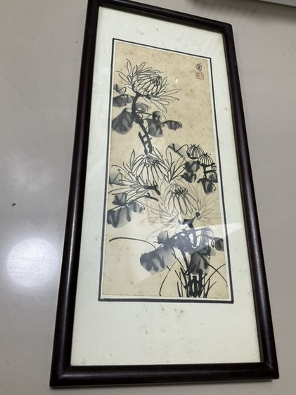 ชุดภาพวาดพู่กันจีนโบราณสี่ฤดูมงคลในกรอบกระจก สำหรับตกแต่งบ้านเพื่อเสริมฮวงจุ้ย องค์ประกอบ: เป็นภาพวาดพู่กันจีน "เหมย หลัน จู๋ จวี๋" (梅蘭竹菊) รูปที่ 5