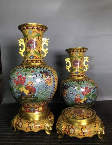 ✨แจกันคู่คลัวซอนเน่ (Cloisonné) สไตล์จีน รูปที่ 3