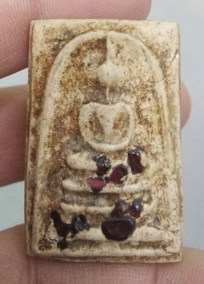 75403-พระสมเด็จเนื้อผงเก่าฝังหินสี เก่าสวยๆมากๆ รูปที่ 16