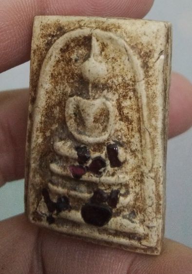 75403-พระสมเด็จเนื้อผงเก่าฝังหินสี เก่าสวยๆมากๆ รูปที่ 4