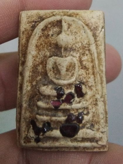 75403-พระสมเด็จเนื้อผงเก่าฝังหินสี เก่าสวยๆมากๆ รูปที่ 8