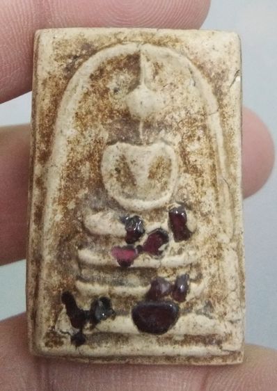 75403-พระสมเด็จเนื้อผงเก่าฝังหินสี เก่าสวยๆมากๆ รูปที่ 2