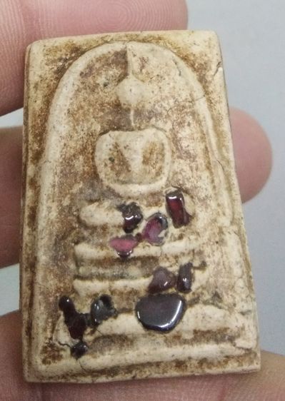 75403-พระสมเด็จเนื้อผงเก่าฝังหินสี เก่าสวยๆมากๆ รูปที่ 6