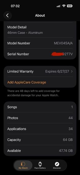Apple Watch 11 GPS Space Gray Black 46mm. S/M รูปที่ 2