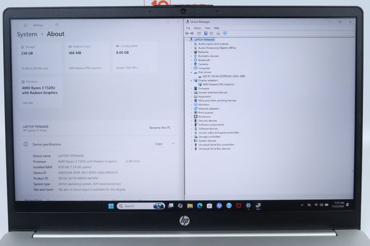 HP 15-FC0055AU Ryzen 3 7320U RAM8.256GB รูปที่ 2