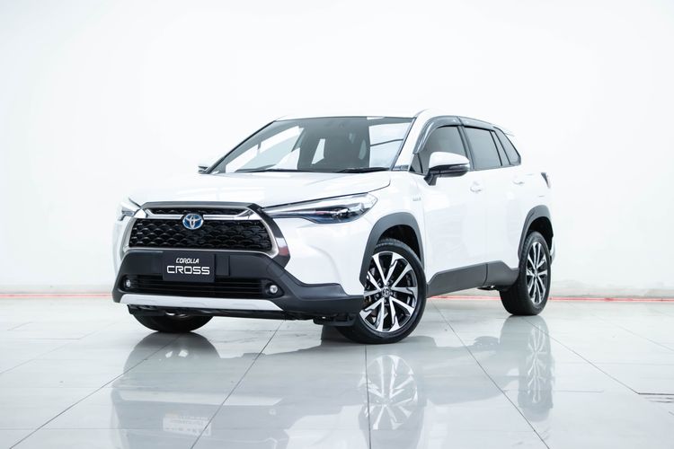 Toyota Corolla Cross 2021 1.8 Hybrid Premium Utility-car ไฮบริด ไม่ติดแก๊ส เกียร์อัตโนมัติ ขาว