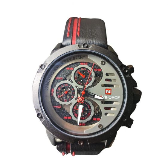 ดำ นาฬิกา Naviforce 9110 ข้อมือ ควอทซ์อะนาล็อก โครโนกราฟ  ( มือสอง )