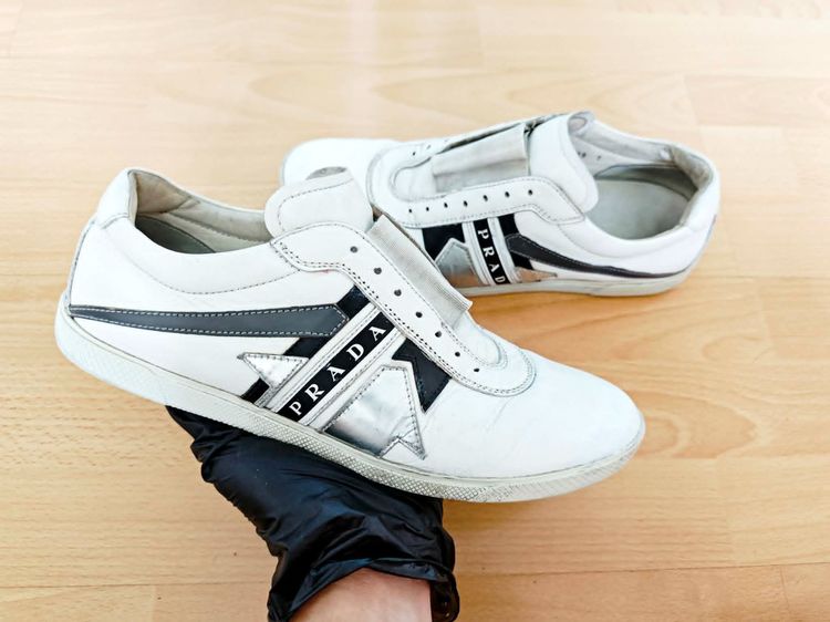 (42eu) PRADA Sport Archive Leather Sneakers