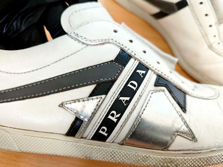 (42eu) PRADA Sport Archive Leather Sneakers รูปที่ 11
