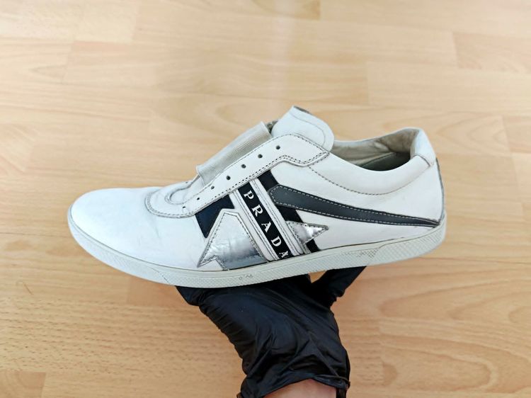 (42eu) PRADA Sport Archive Leather Sneakers รูปที่ 14