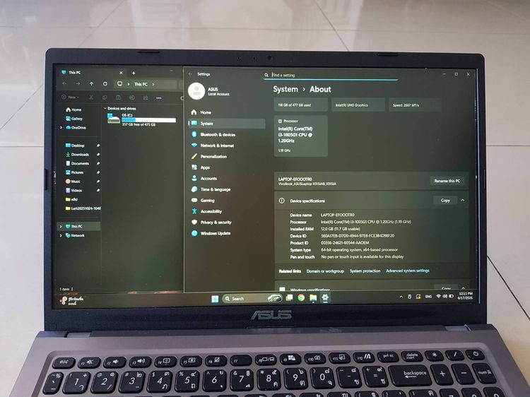 ขายโน๊ตบุ๊คเอซุส Notebook Asus  Intel Core i3 SSD 512GB Ram 12GB จอ 15.6 Windows 11 ที่ชาร์จ กระเป๋า สภาพสวย ทำงานออฟฟิต ดูหนัง ฟังเพลง เล่น รูปที่ 7