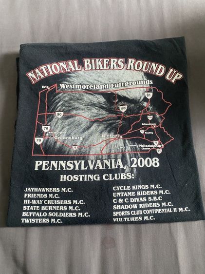 เสื้อยืดสีดำลายกราฟิกจากงาน 31st National Bikers Round Up Pennsylvania 2008 รูปที่ 2