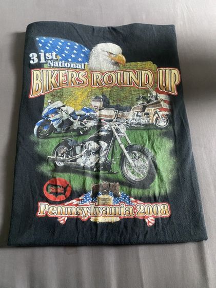 เสื้อยืดสีดำลายกราฟิกจากงาน 31st National Bikers Round Up Pennsylvania 2008