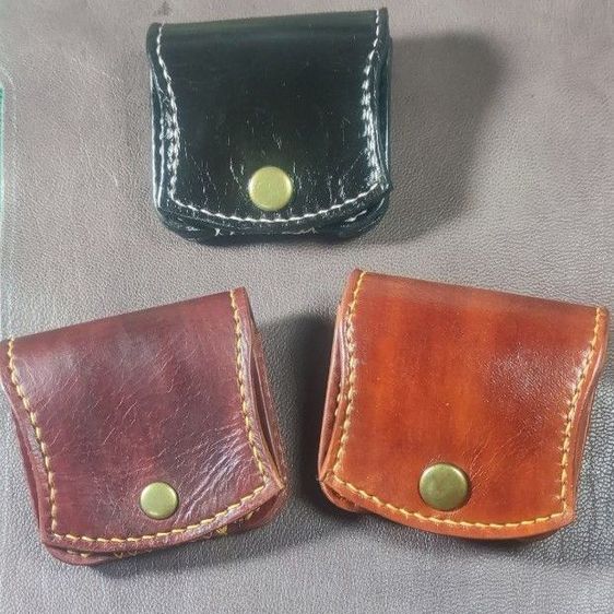 กระเป๋าใส่เหรียญ งาน handmade หนังแท้ฟอกฝาดอิตาลี มี 3 สีให้เลือก (ดำ,น้ำตาล,แทน)