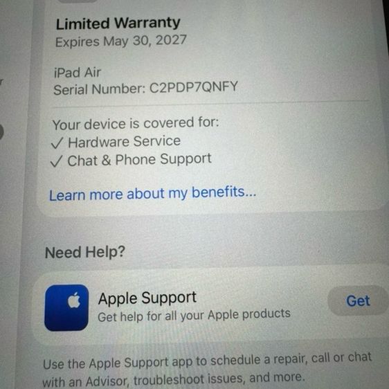 Ipad Air M4 11inch 128g wifi cellaular ฟิลมหน้า Spigen EZ Fit  ฟิลม์หลัง Focus deco shield warranty May 30 , 2027 Battery cycle count 1 รูปที่ 13