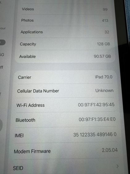 Ipad Air M4 11inch 128g wifi cellaular ฟิลมหน้า Spigen EZ Fit  ฟิลม์หลัง Focus deco shield warranty May 30 , 2027 Battery cycle count 1 รูปที่ 4