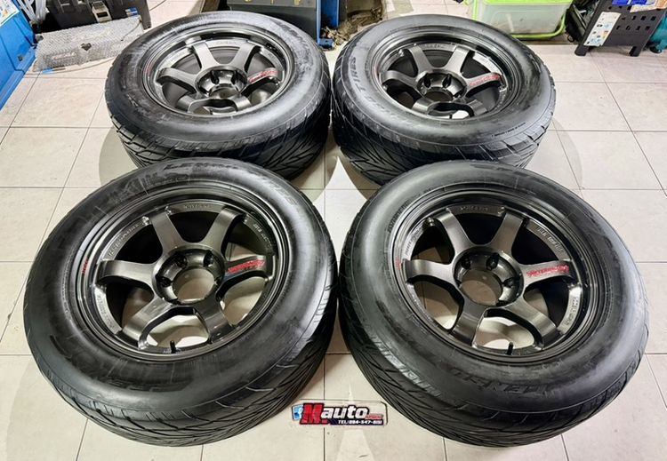 TE37SUV 18x9 ET0 6x139 เทากับหยอดแดง พร้อมยาง 265 60 18