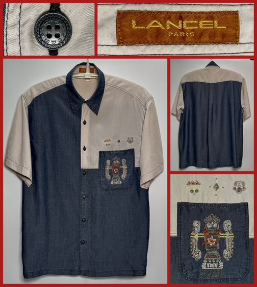 ⚠️แบบสวย‼️เสื้อเชิ้ตยีนส์ LANCEL ของแท้ แบรนด์เนมหรูฝรั่งเศส