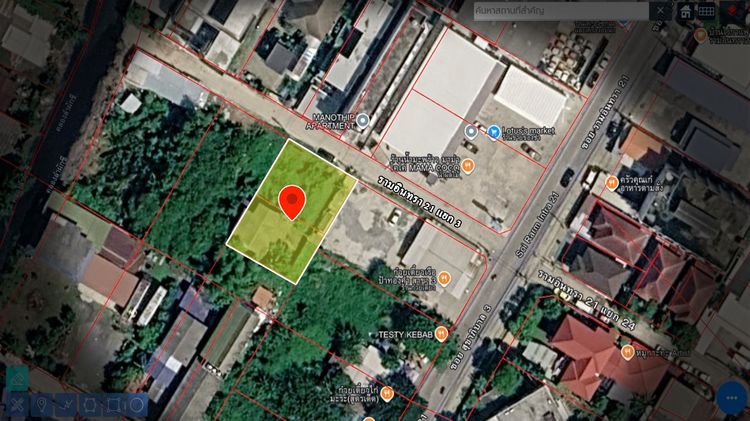 ขายที่ดิน รามอินทรา21แยก3 โลตัสโกเฟรส 40 เมตร,แหล่งของกิน 1-5 นาที. ล้อมรอบด้วยหมู่บ้านและคอนโด