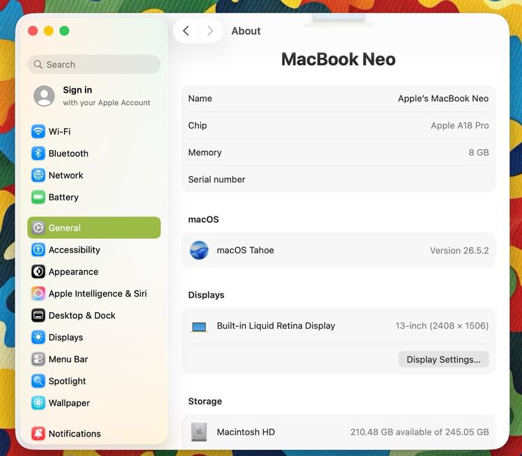MacBook Neo 13-inch A18 Pro 2026 Ram8GB SSD256GB Citrus Apple Care 21 March 2027 รูปที่ 12