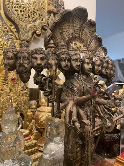 เทวรูปนารายณ์เปิดโลก วัดแขก ปี 2500 เนื้อทองเหลืองเก่า รูปที่ 4