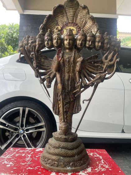 เทวรูปนารายณ์เปิดโลก วัดแขก ปี 2500 เนื้อทองเหลืองเก่า รูปที่ 13