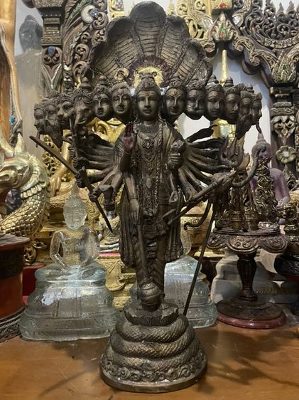 เทวรูปนารายณ์เปิดโลก วัดแขก ปี 2500 เนื้อทองเหลืองเก่า