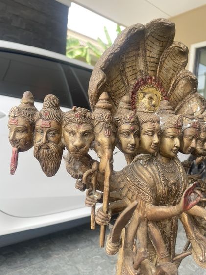 เทวรูปนารายณ์เปิดโลก วัดแขก ปี 2500 เนื้อทองเหลืองเก่า รูปที่ 8