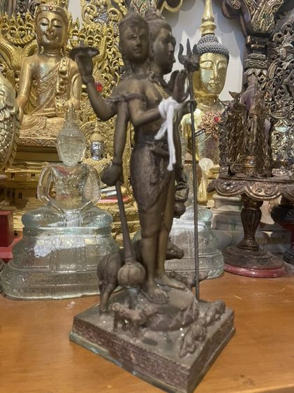 เทวรูปพระตรีมูรติ (3in1)บูชาหนึ่งเหมือนได้บูชามหาเทพทั้ง 3 พระองค์ เนื้อทองเหลืองเก่าโบราณ รูปที่ 5