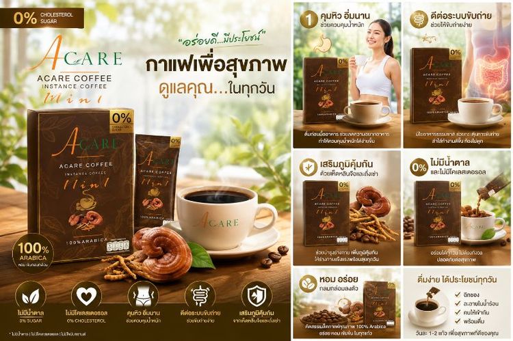 กาแฟ A care coffee เป็นกาแฟอาราบิก้า100% มีสมุนไพร ไม่มีน้ำตาล ไขมันและคอเลสเตอรอล ผู้เป็นเบาหวาน ความดัน ไขมันสามารถทานได้อย่างไม่รู้สึกผิด รูปที่ 6
